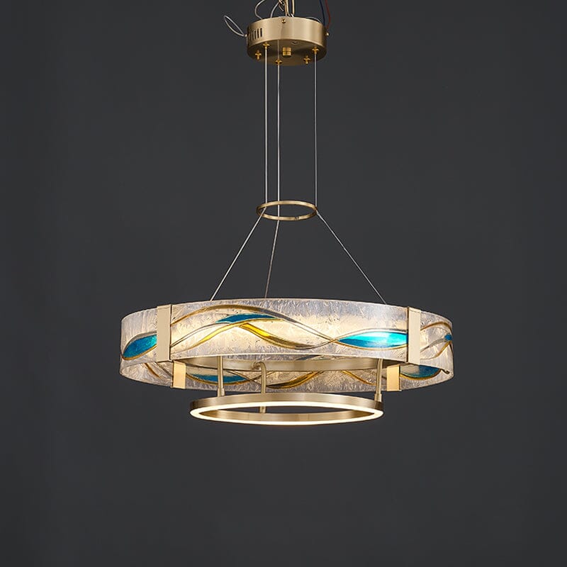 Art Deco Enamel and Glass Ring Chandelier - view 11