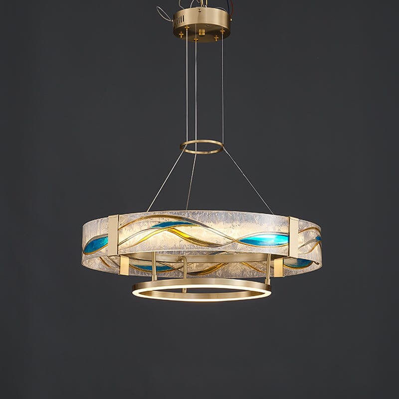 Art Deco Enamel and Glass Ring Chandelier - view 12