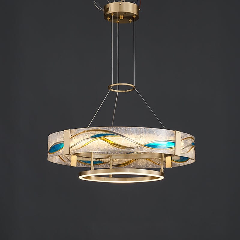Art Deco Enamel and Glass Ring Chandelier - view 13