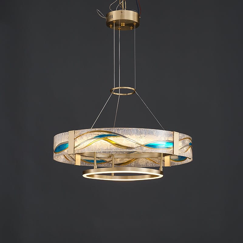 Art Deco Enamel and Glass Ring Chandelier - view 2