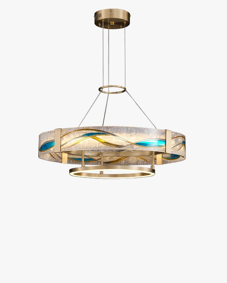 Art Deco Enamel and Glass Ring Chandelier - view 3