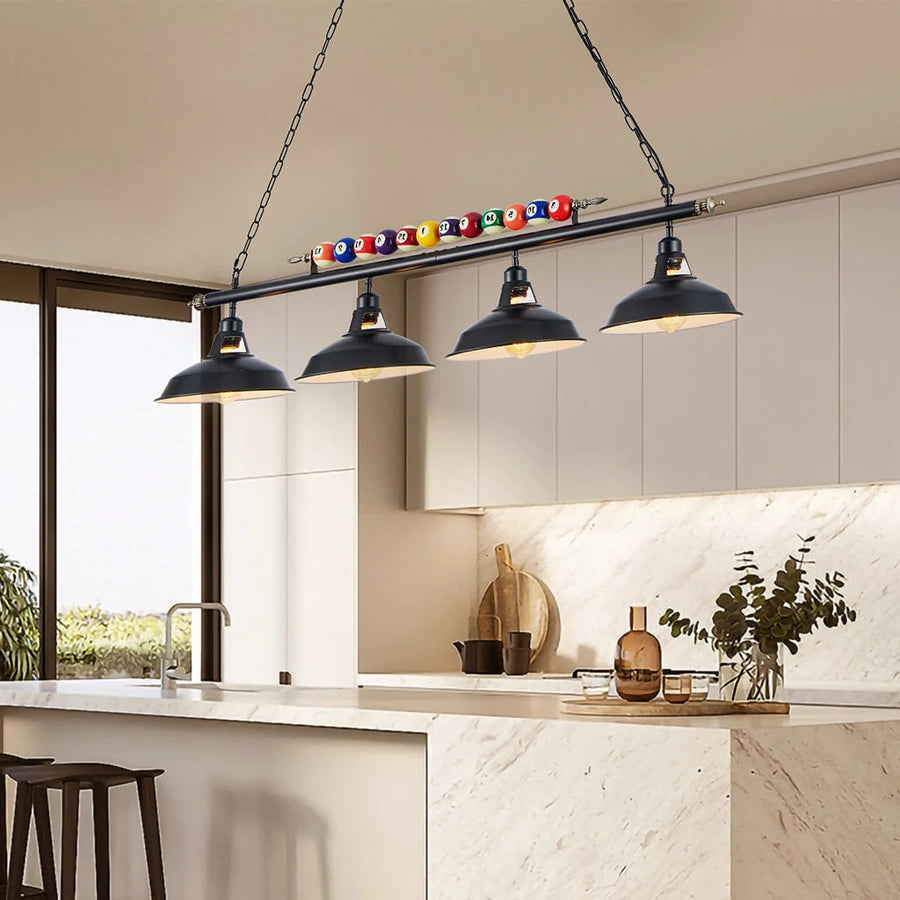 Billiard Pool Table 4-Light Chandelier over a kitchen island
