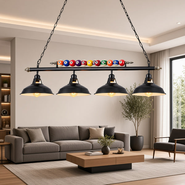 Billiard Pool Table 4-Light Chandelier