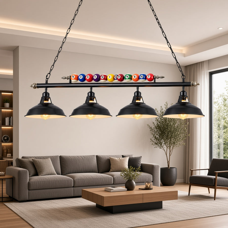 Billiard Pool Table 4-Light Chandelier