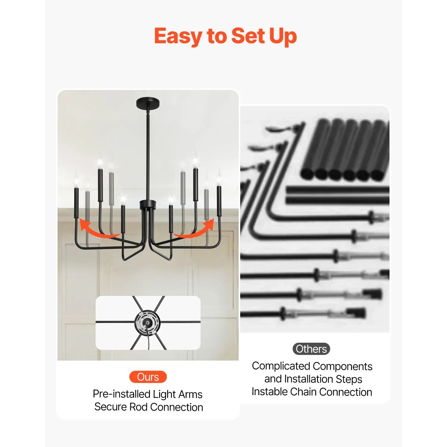 Black 6-Arm Open Chandelier - view 4