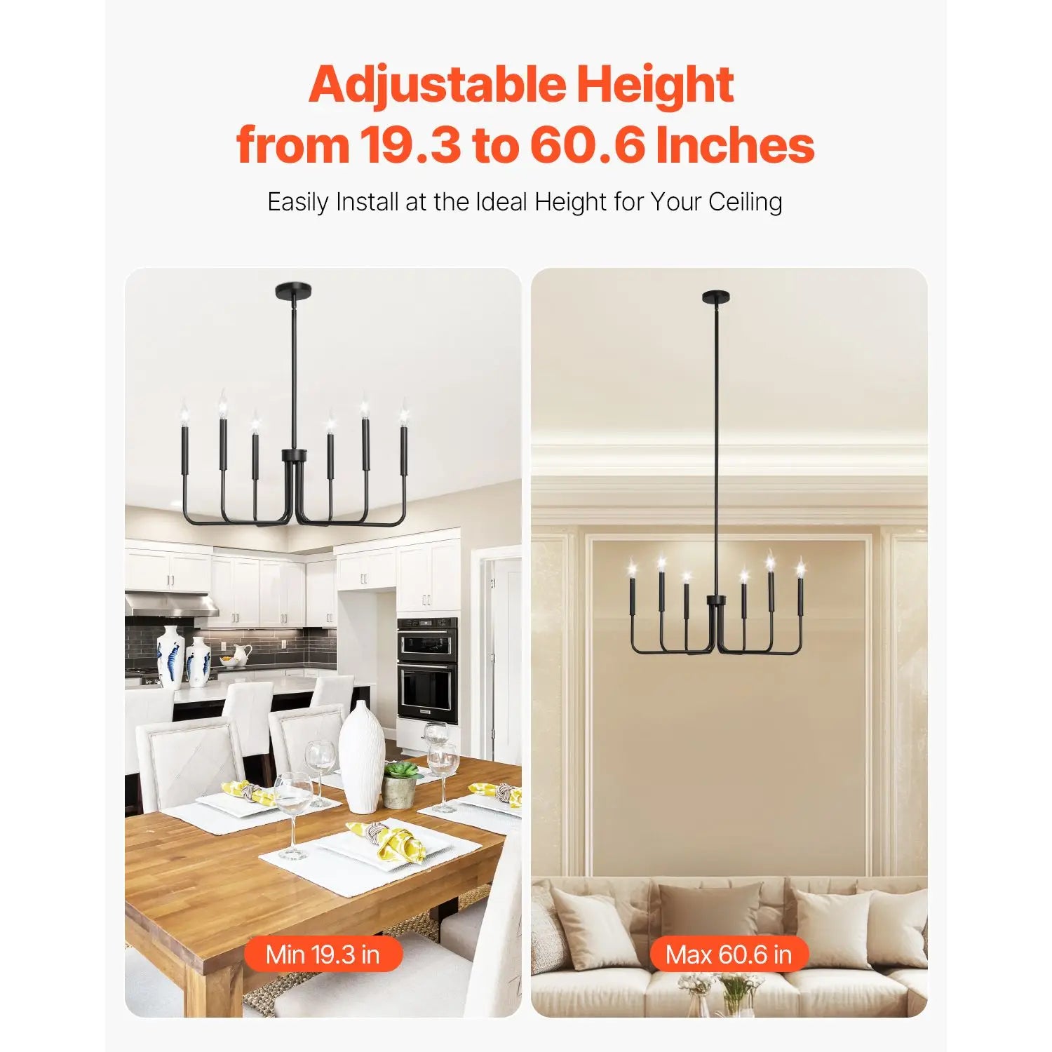 Black 6-Arm Open Chandelier - view 5