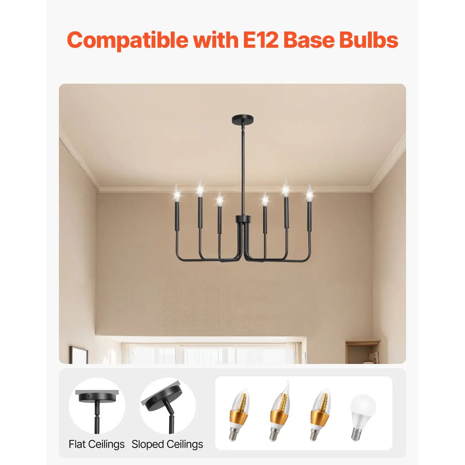 Black 6-Arm Open Chandelier - view 6