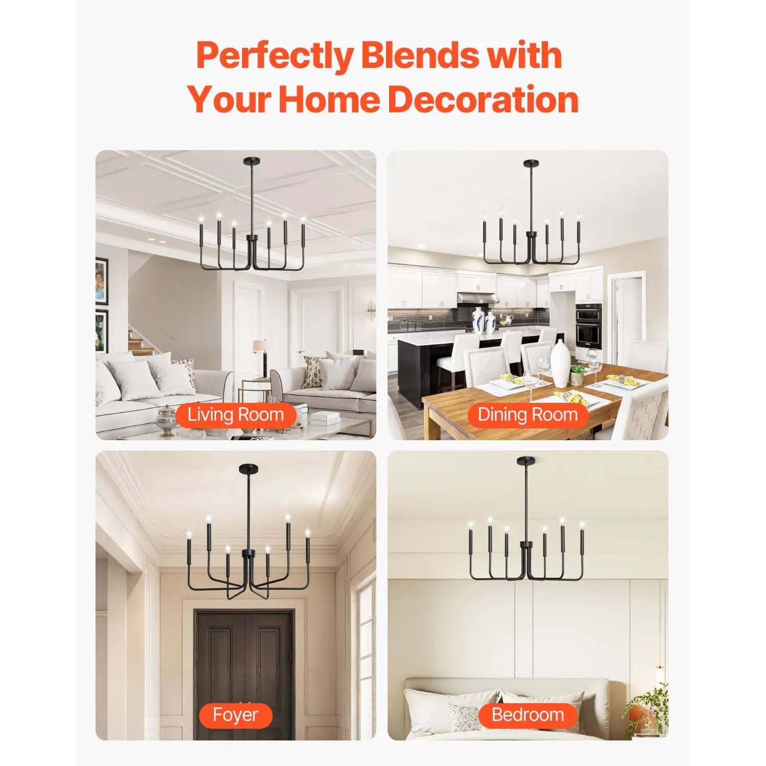 Black 6-Arm Open Chandelier - view 7
