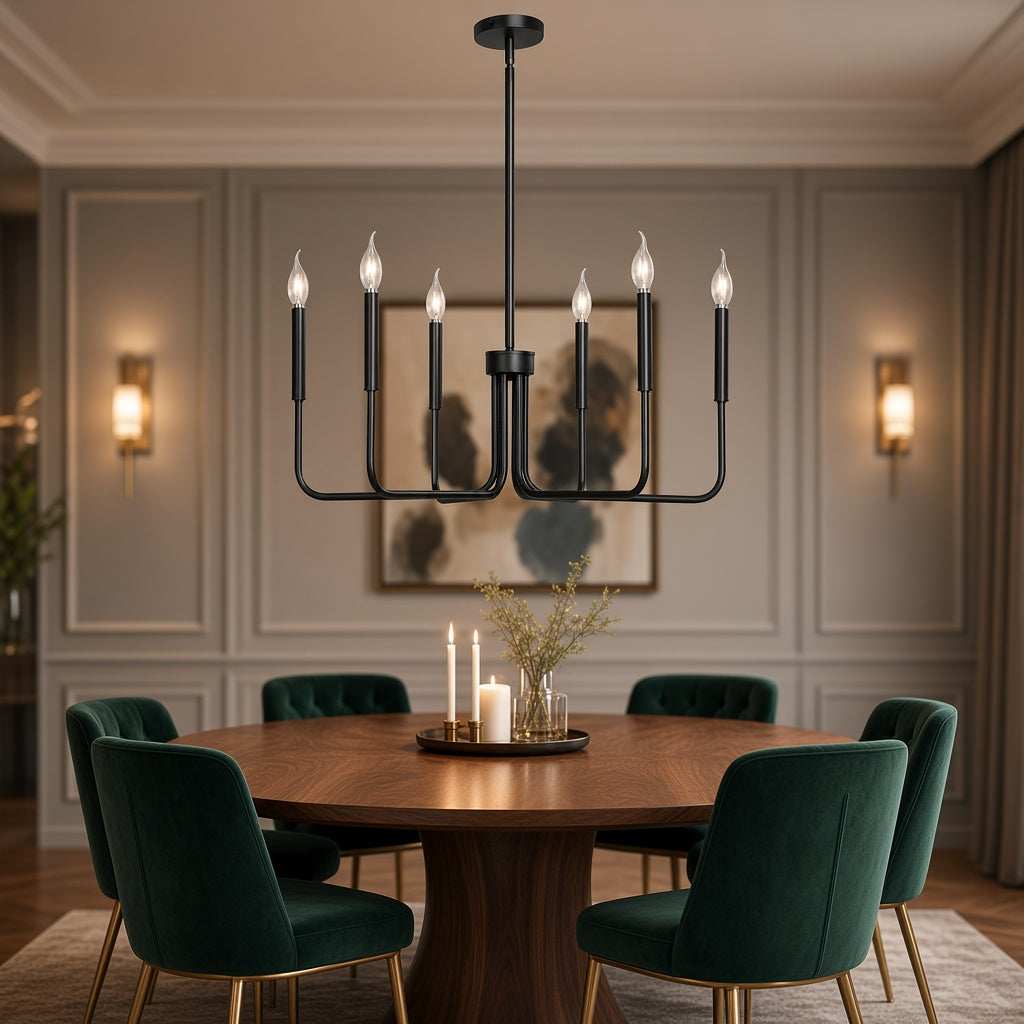 Black 6-Arm Open Chandelier