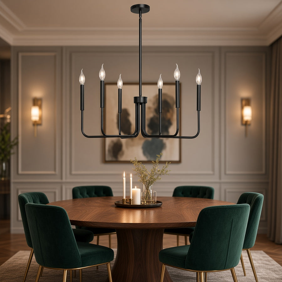 Black 6-Arm Open Chandelier