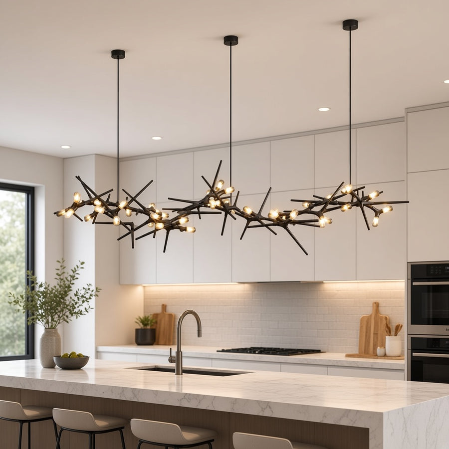 Black Branch LED Linear Chandelier