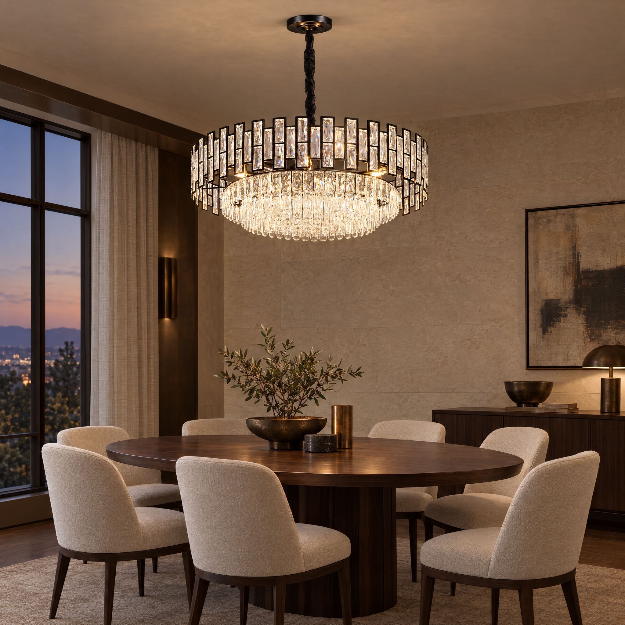 Black Drum Crystal Prism Chandelier - view 2