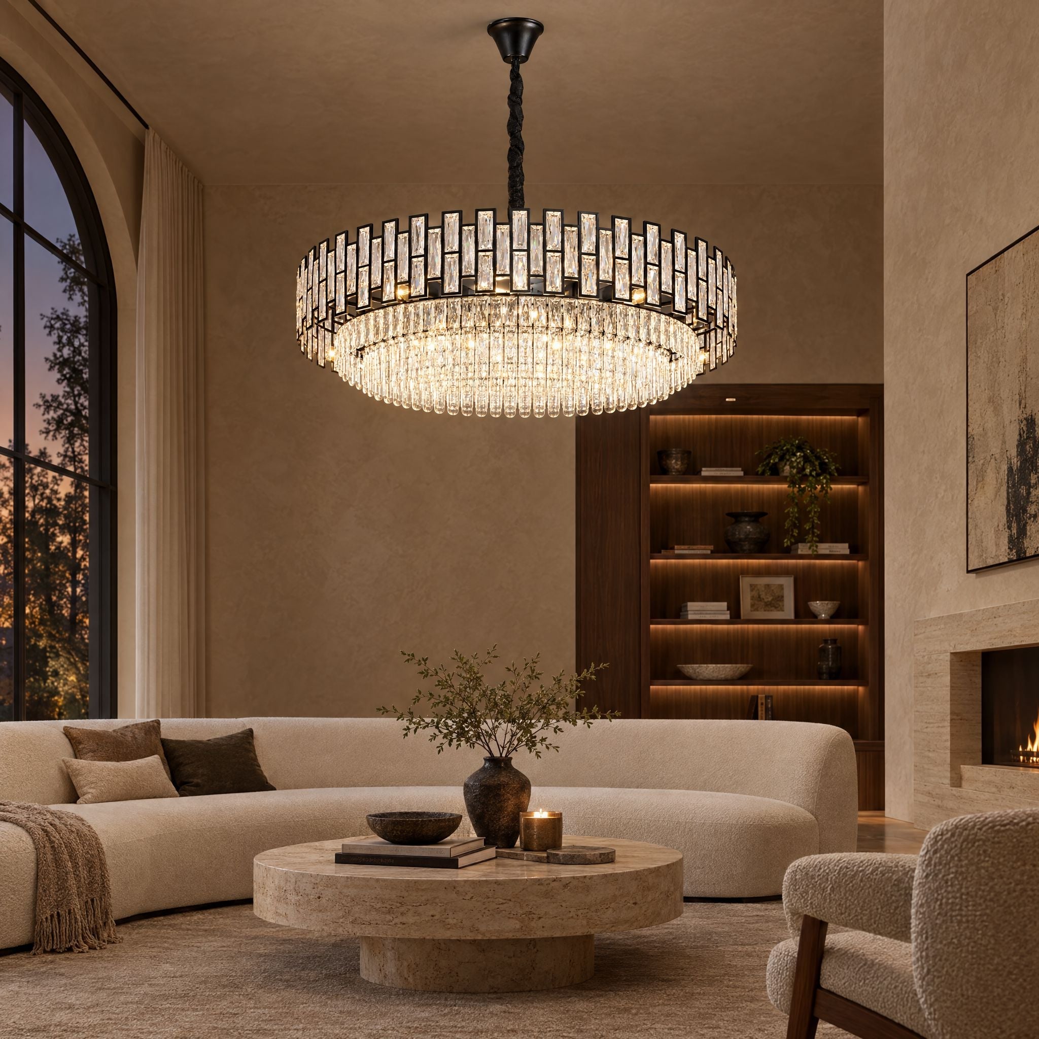 Black Drum Crystal Prism Chandelier - view 3
