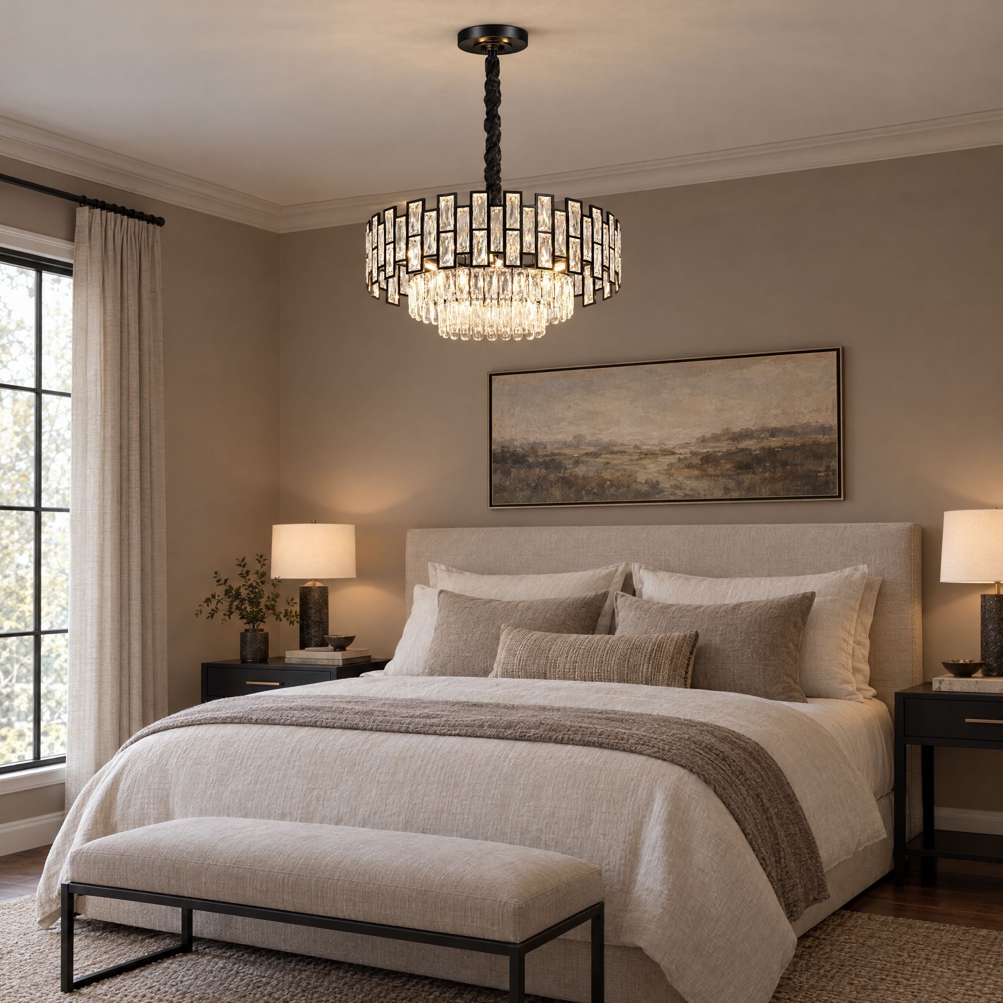 Black Drum Crystal Prism Chandelier - view 4