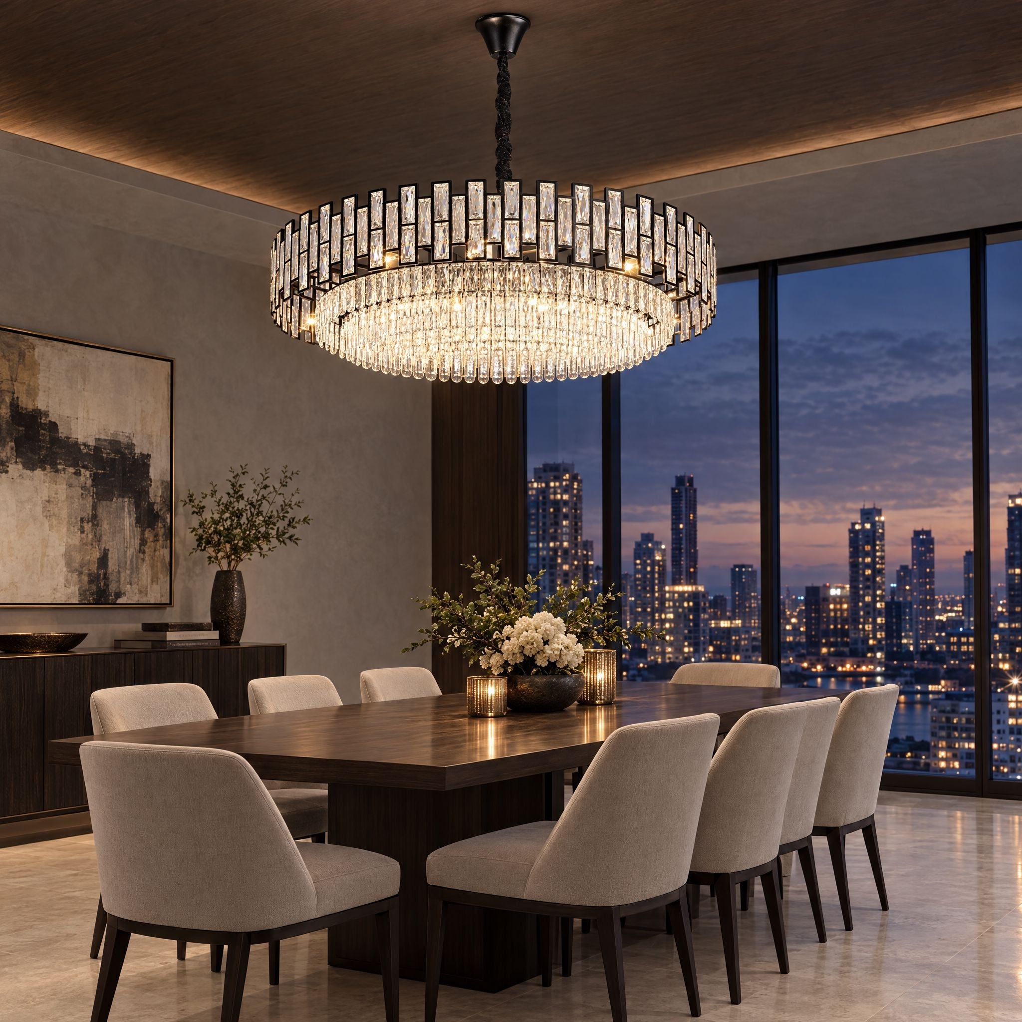 Black Drum Crystal Prism Chandelier - view 5