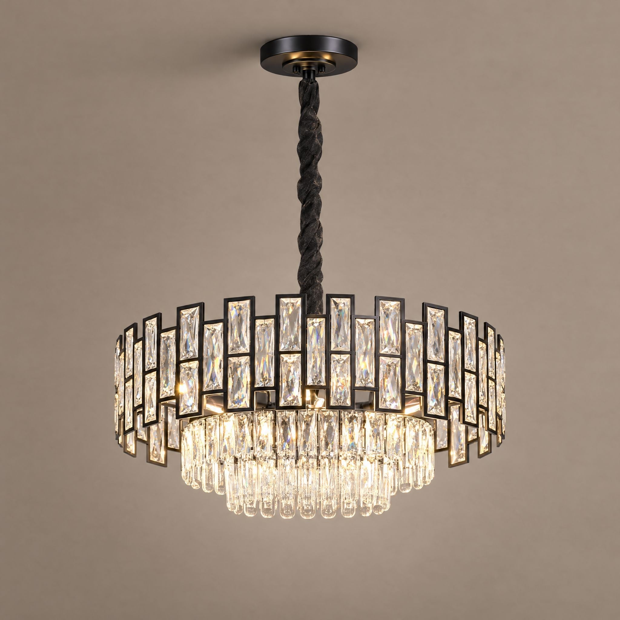 Black Drum Crystal Prism Chandelier - Small
