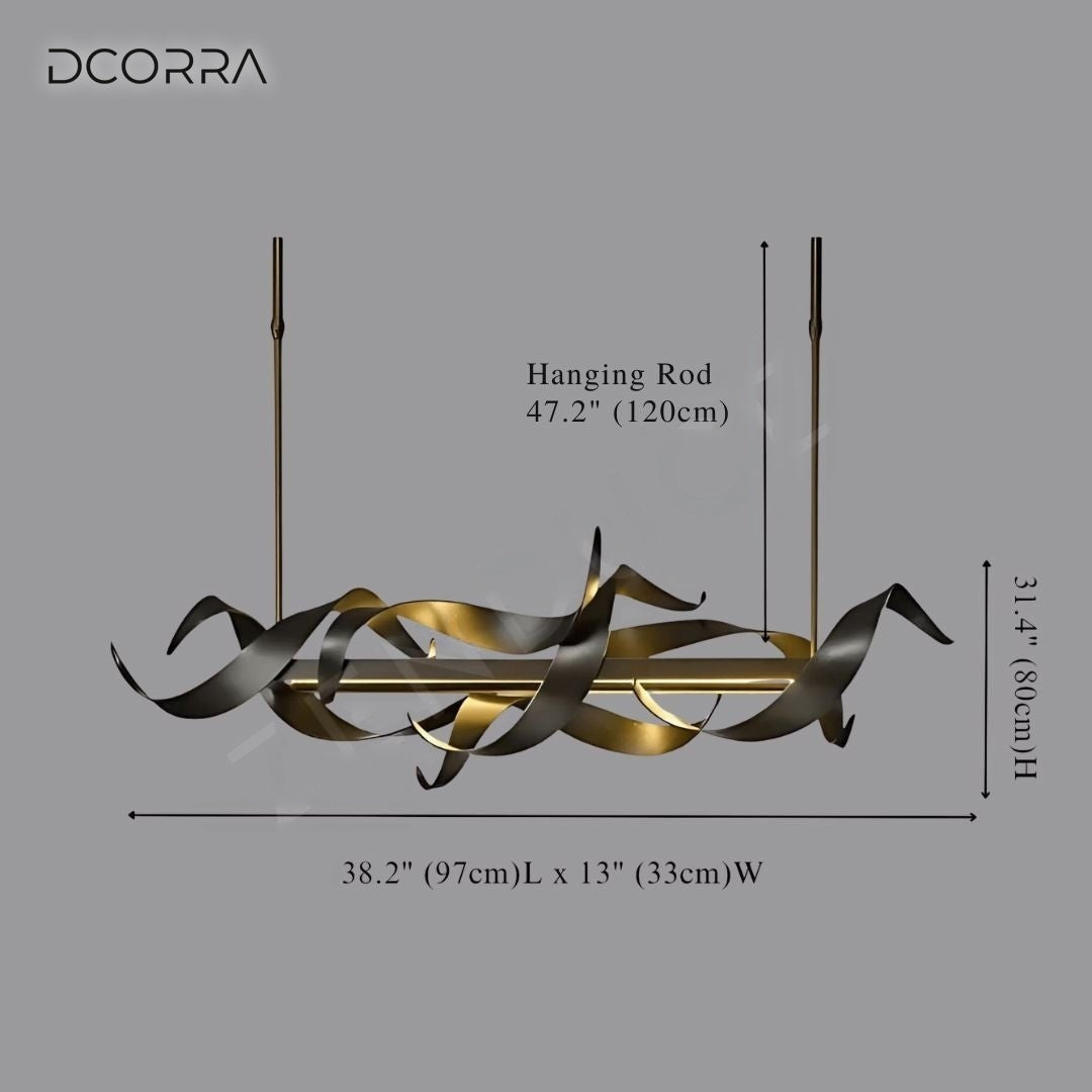 Black Linear LED Chandelier - 38.2" (97cm)