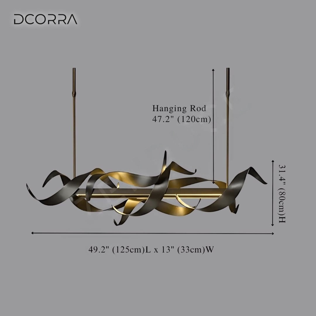 Black Linear LED Chandelier - 49.2" (125cm)