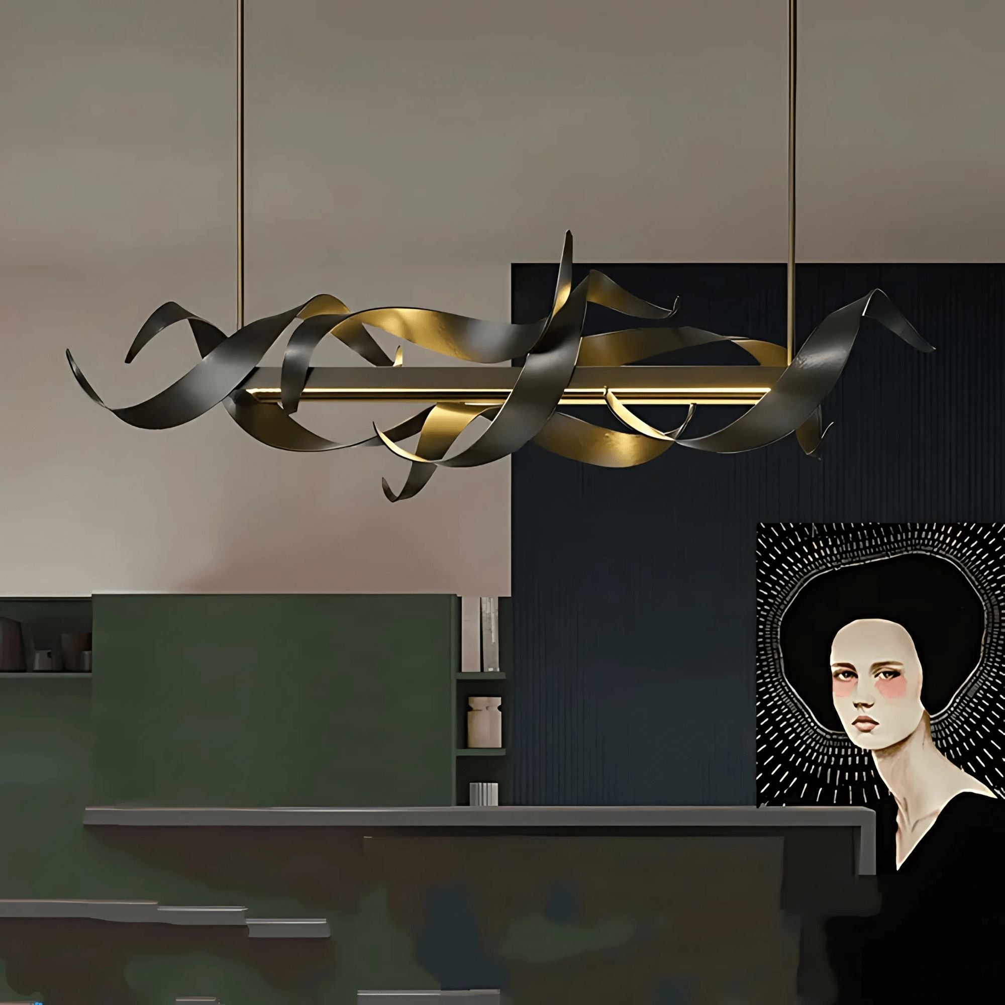 Black Linear LED Chandelier