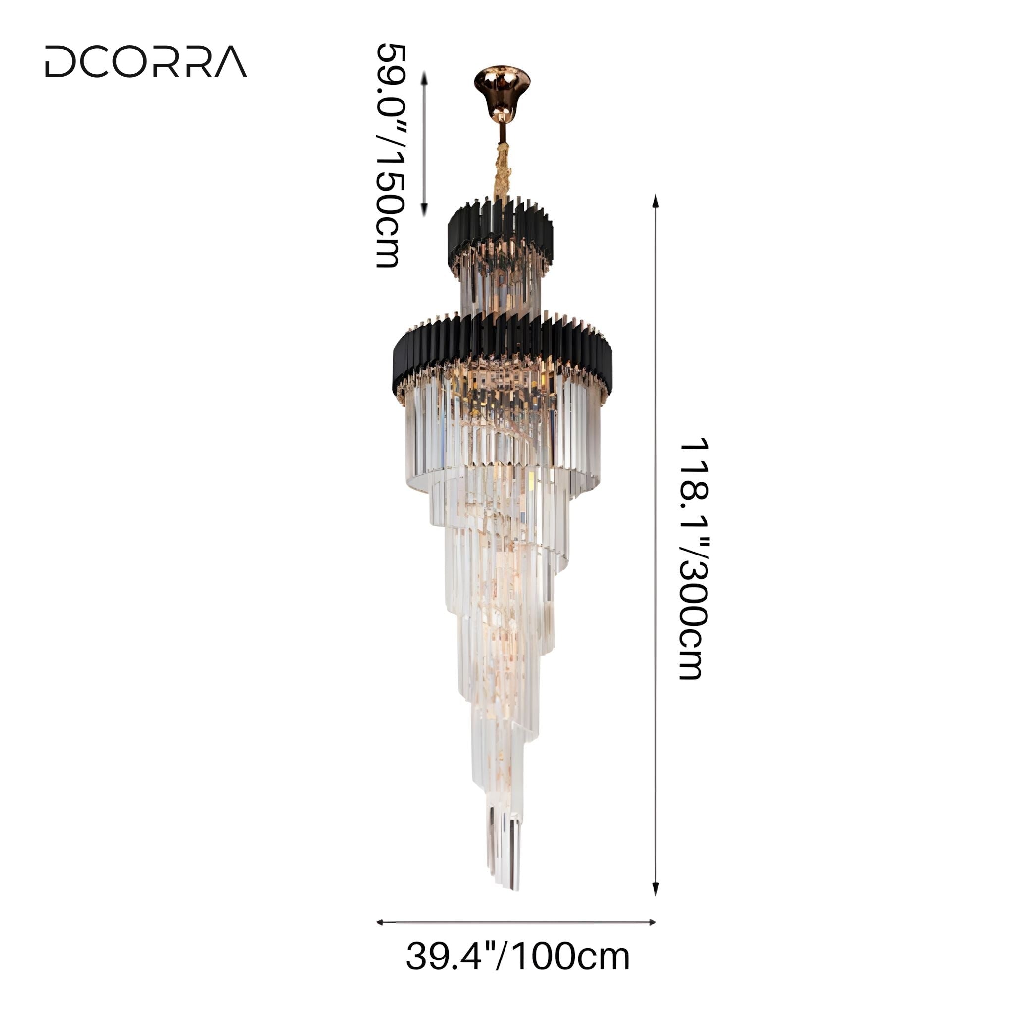 Black Onyx and Crystal Cone Chandelier - XX-Large