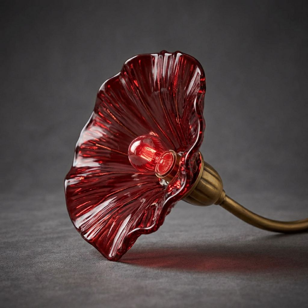 Blown Glass Flower Wrought Iron Chandelier - view 8