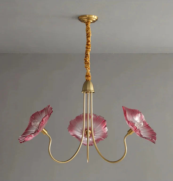Blown Glass Flower Wrought Iron Chandelier - view 7
