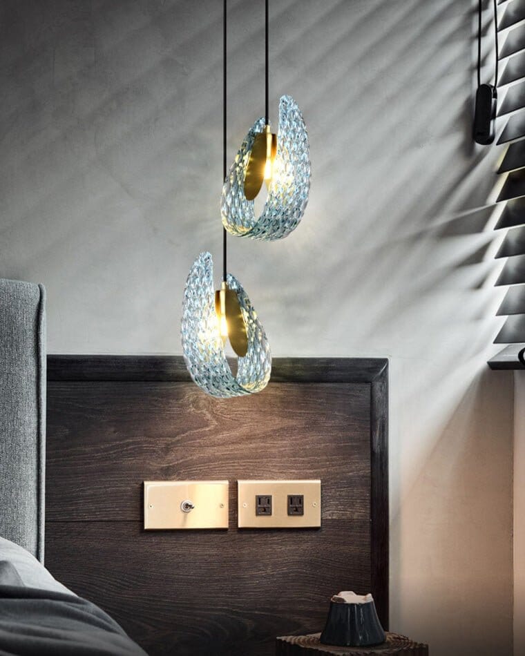 Blue Leaf Glass Pendant Light