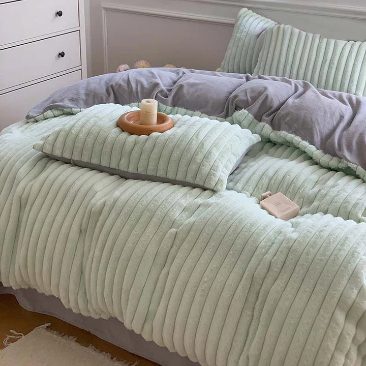 Plush and Cozy Duvet Bedding Set in aquamarine, King in a bedroom
