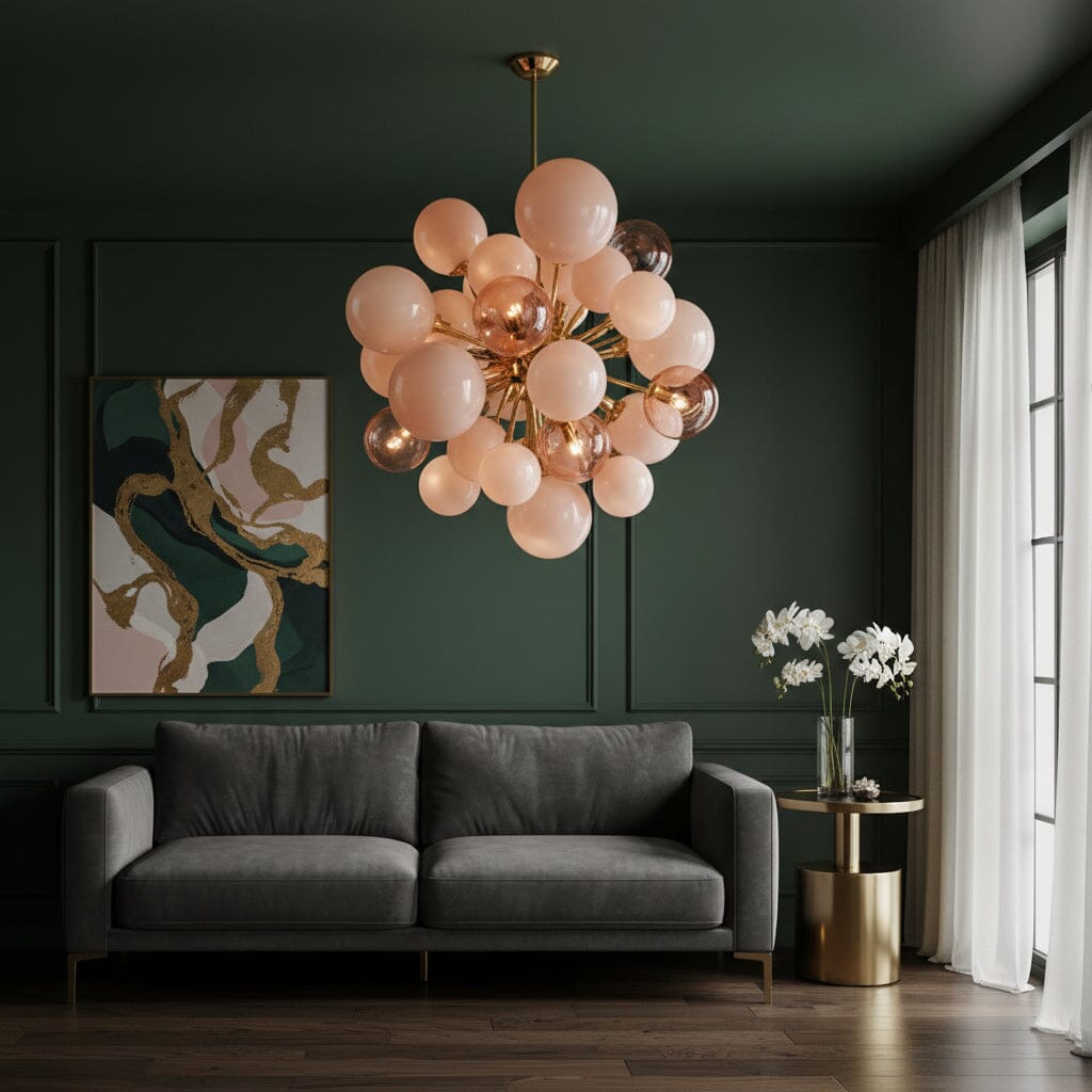 Blush Pink Glass Orb Cluster Chandelier - view 10