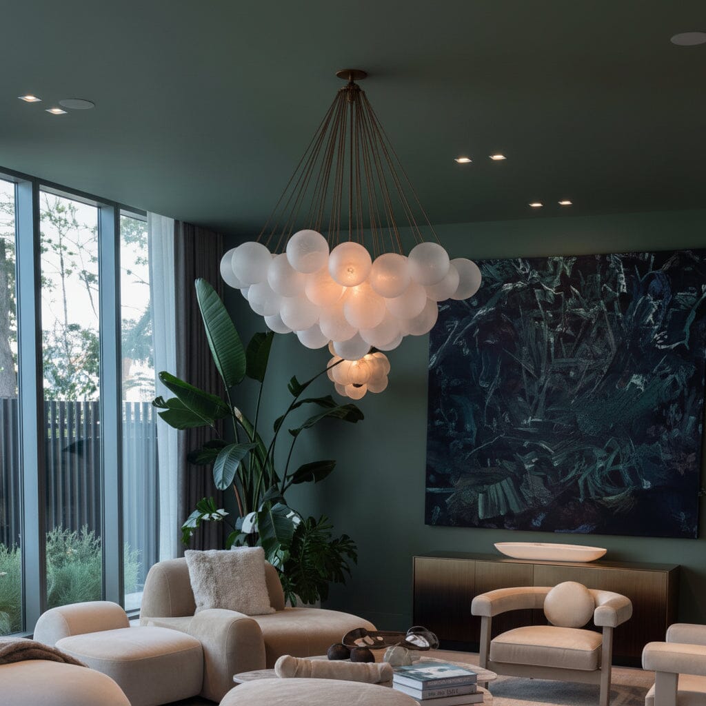 Blush Pink Glass Orb Cluster Chandelier - view 12