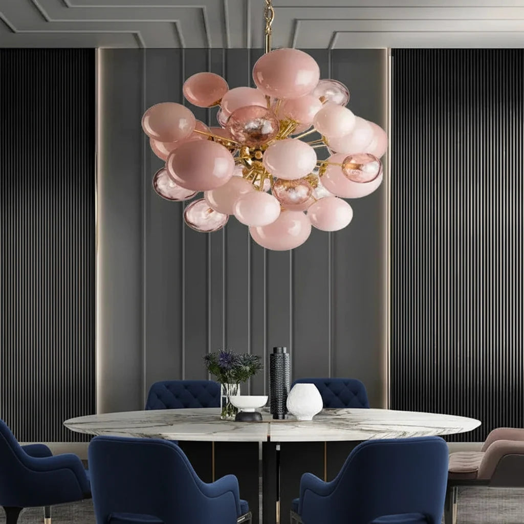 Blush Pink Glass Orb Cluster Chandelier - view 2