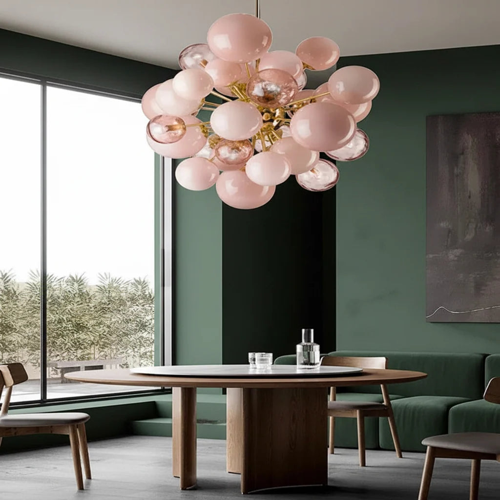 Blush Pink Glass Orb Cluster Chandelier - view 4