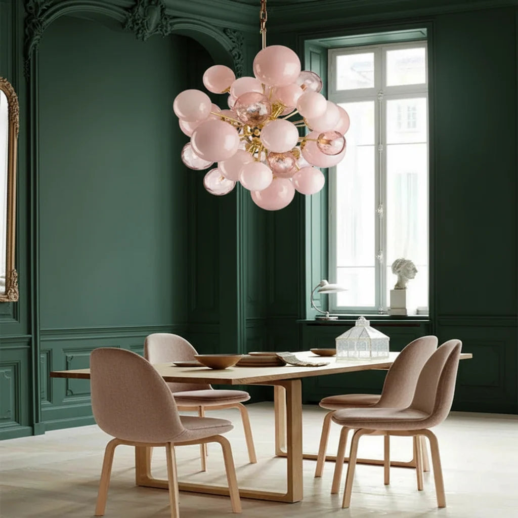 Blush Pink Glass Orb Cluster Chandelier - view 5