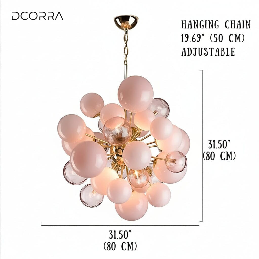 Blush Pink Glass Orb Cluster Chandelier - view 6