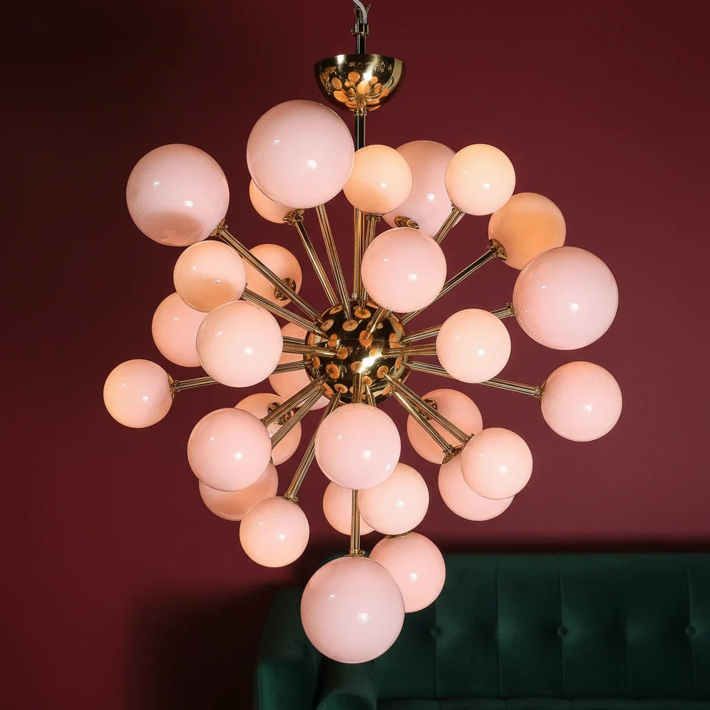 Blush Pink Glass Orb Cluster Chandelier - view 8