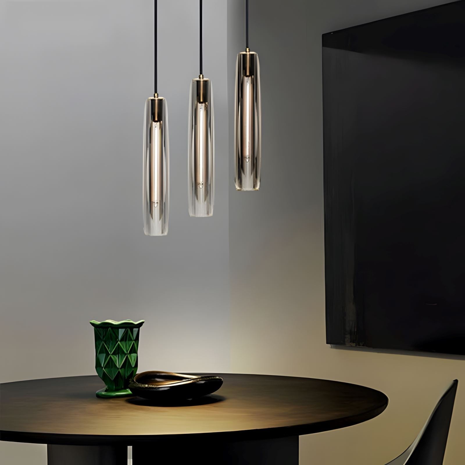 Brass and K9 Crystal Tube Pendant Light - view 10