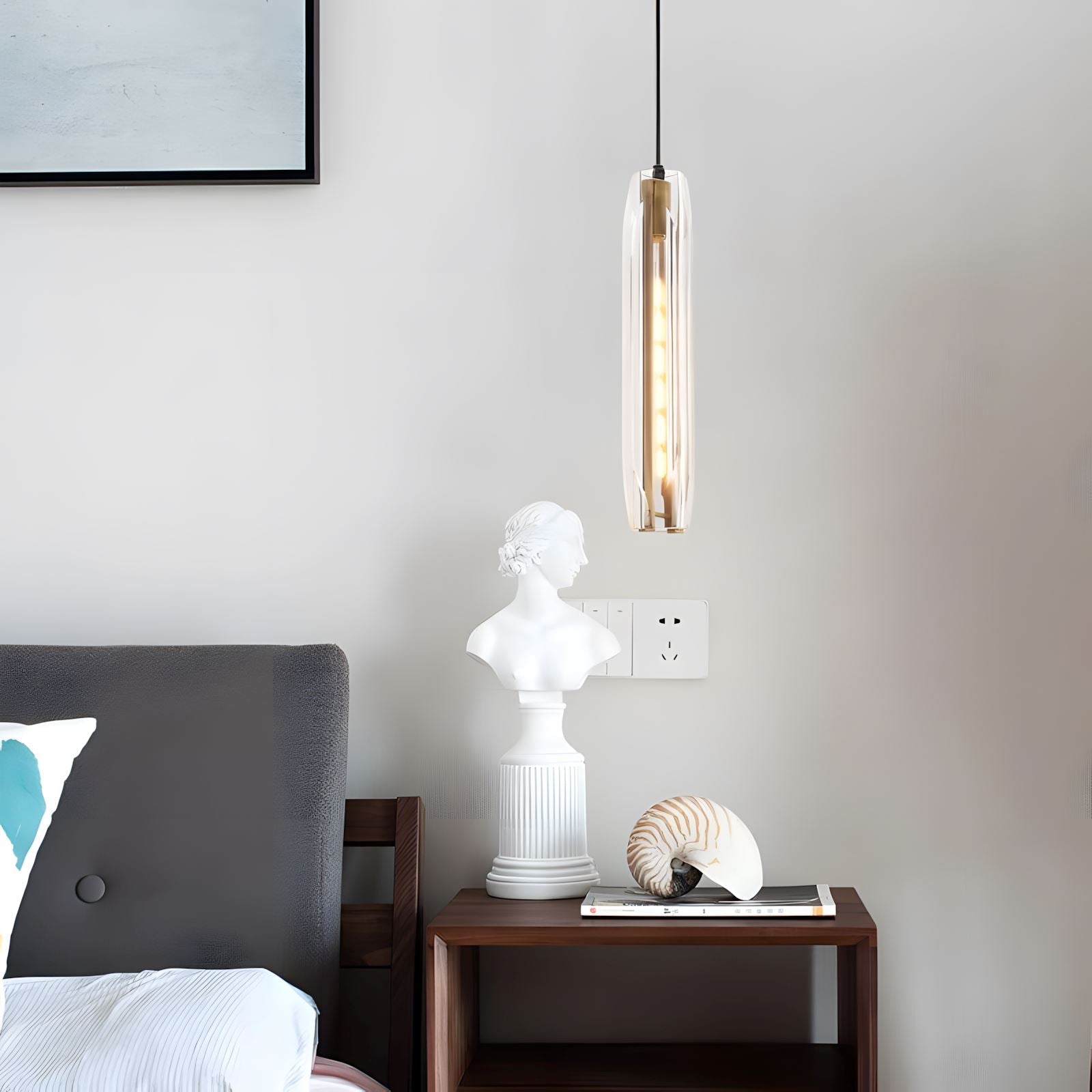 Brass and K9 Crystal Tube Pendant Light - view 13