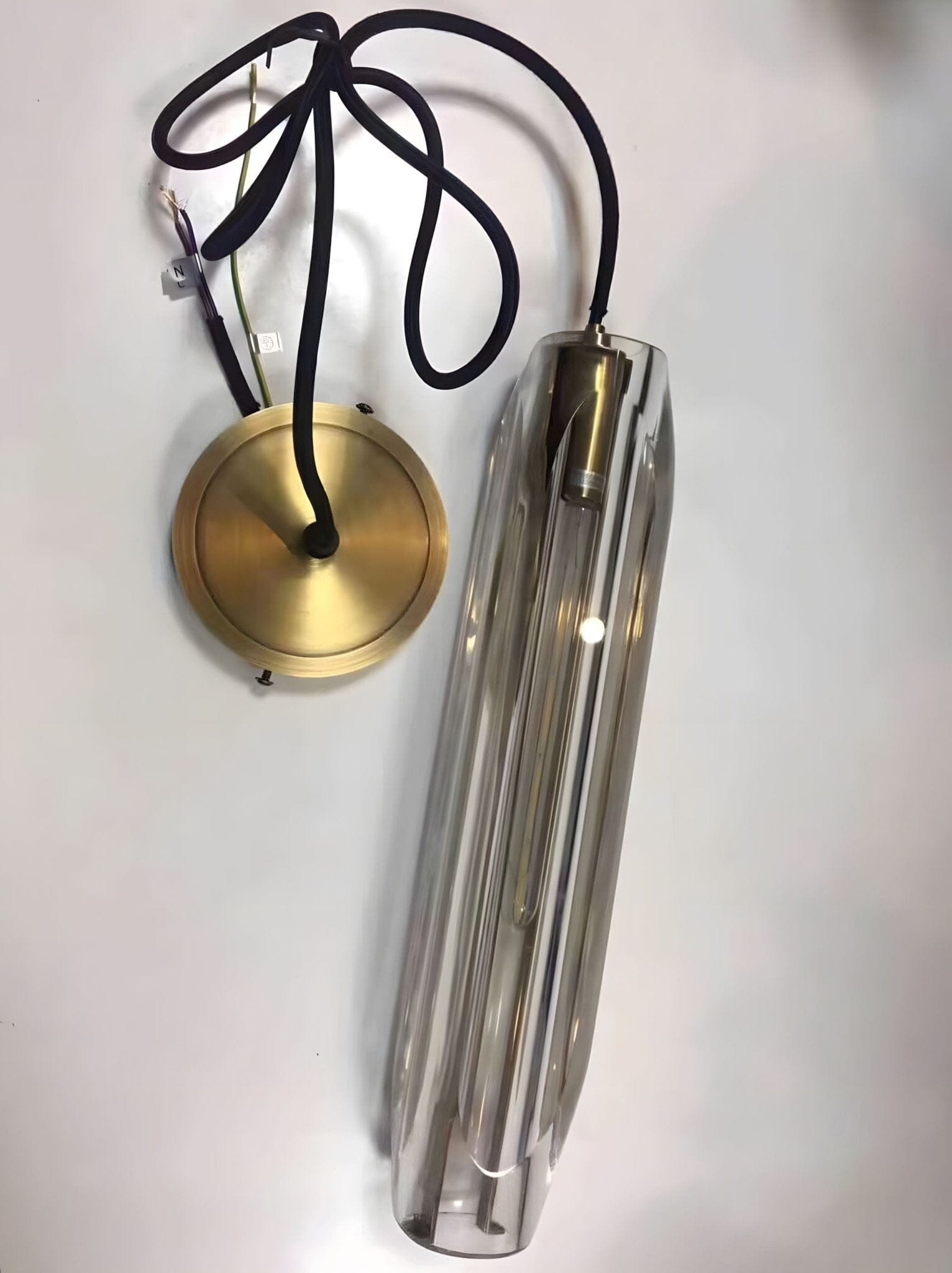 Brass and K9 Crystal Tube Pendant Light - view 16