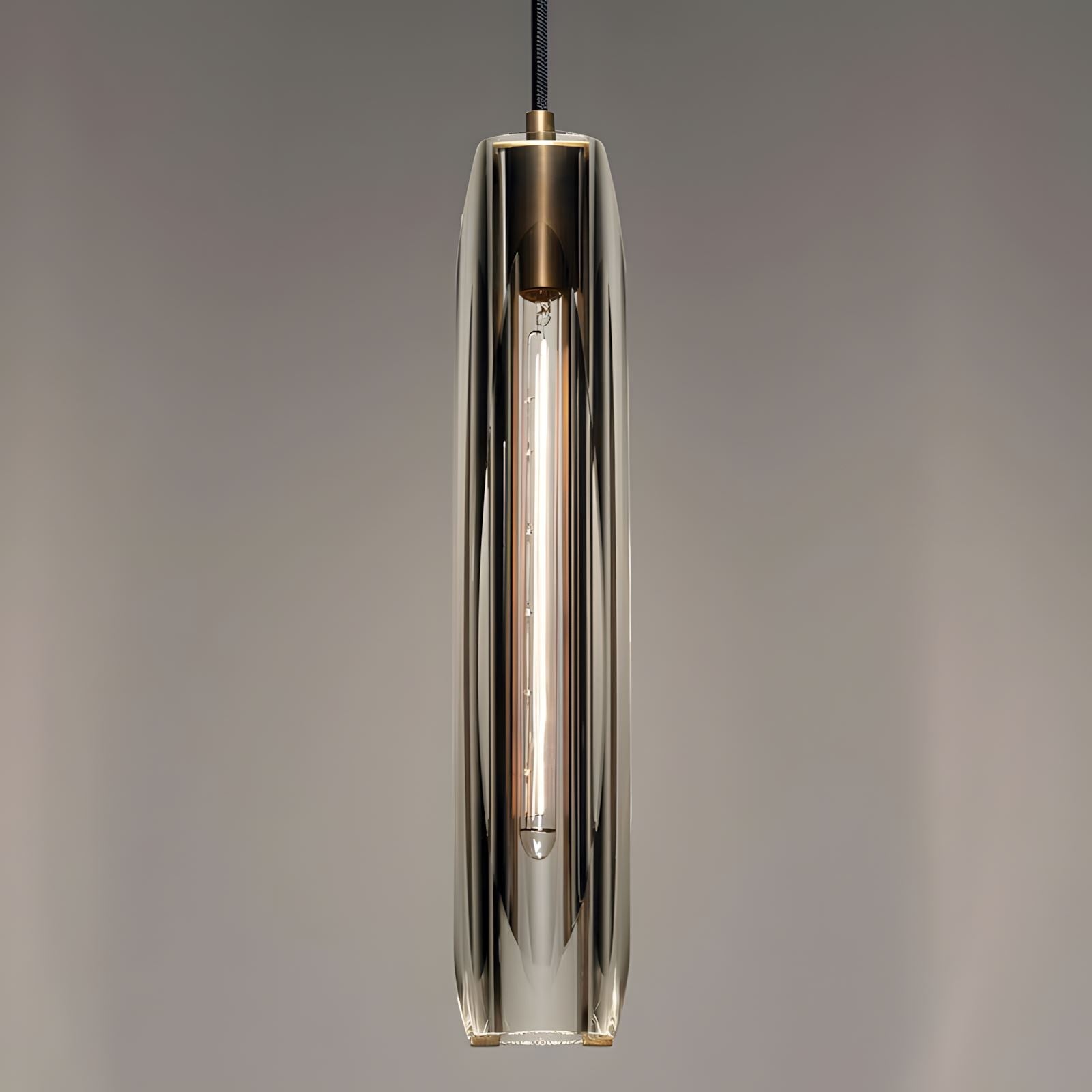 Brass and K9 Crystal Tube Pendant Light - view 2