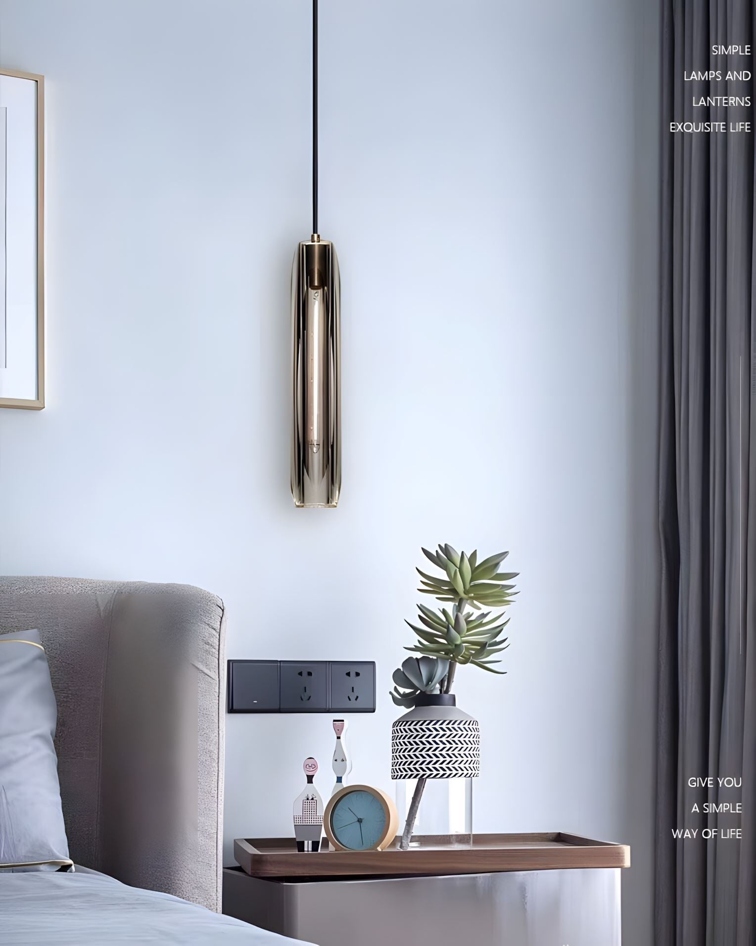 Brass and K9 Crystal Tube Pendant Light - view 20