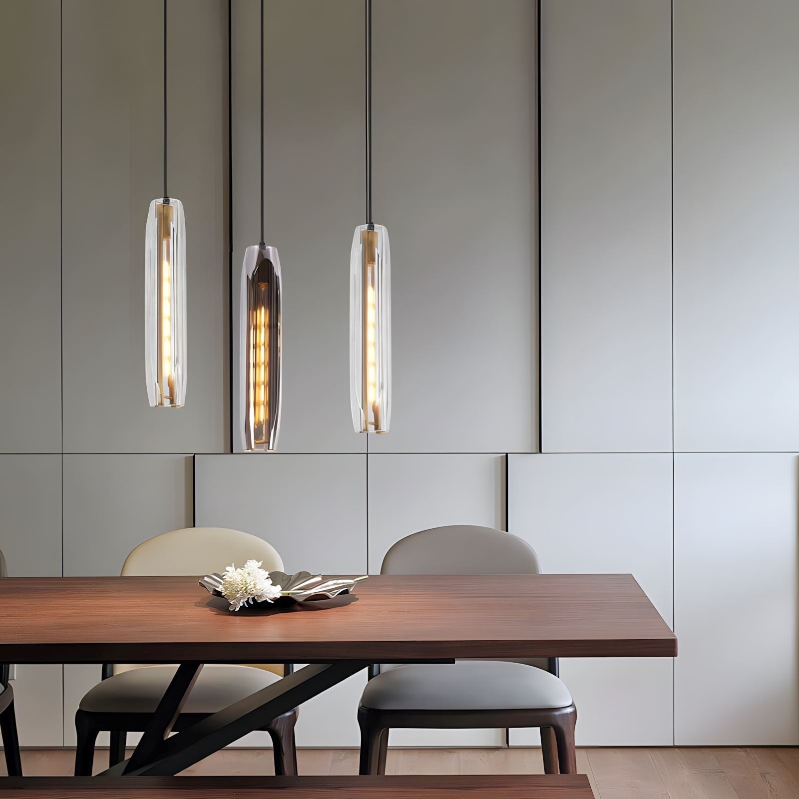 Brass and K9 Crystal Tube Pendant Light - view 21