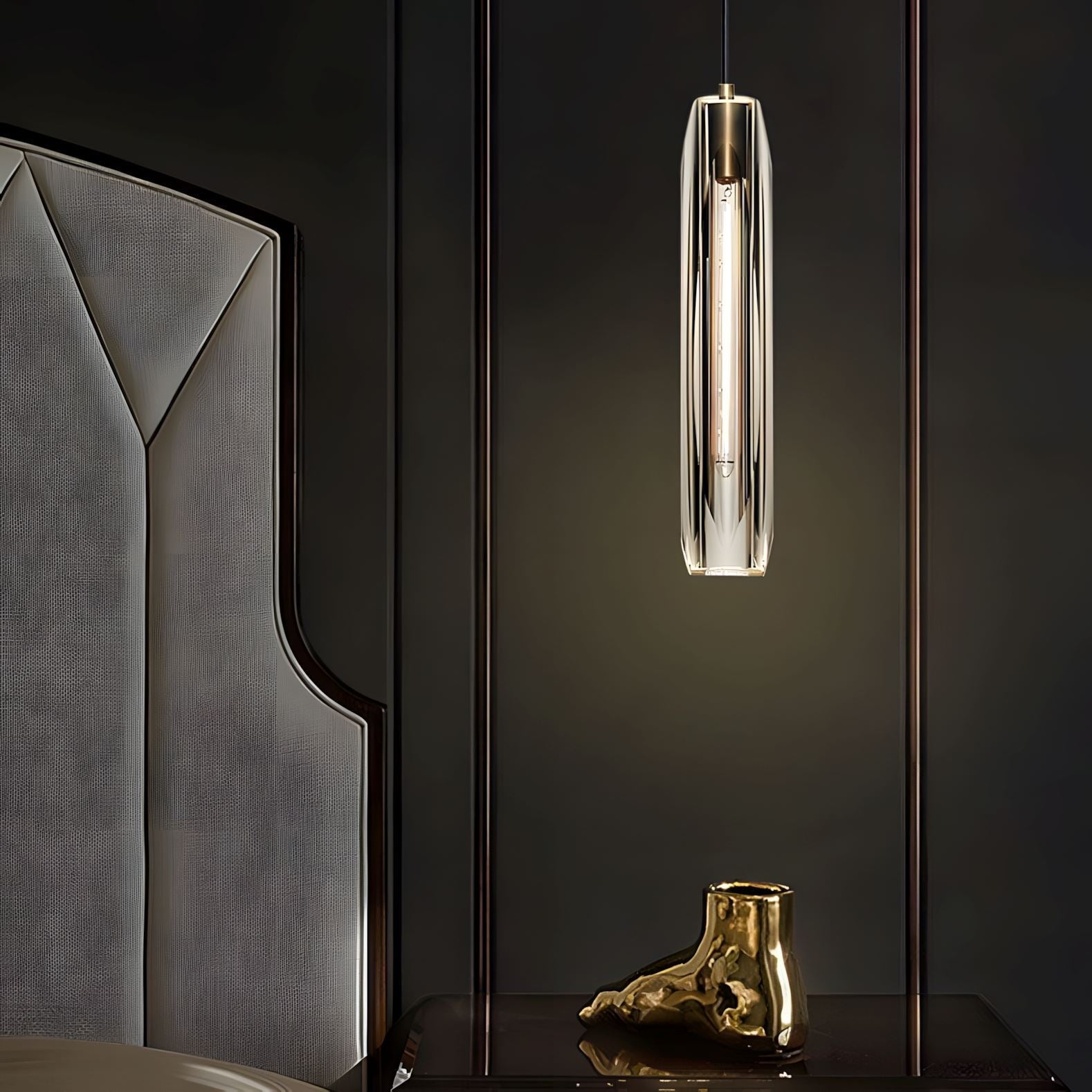 Brass and K9 Crystal Tube Pendant Light - view 3