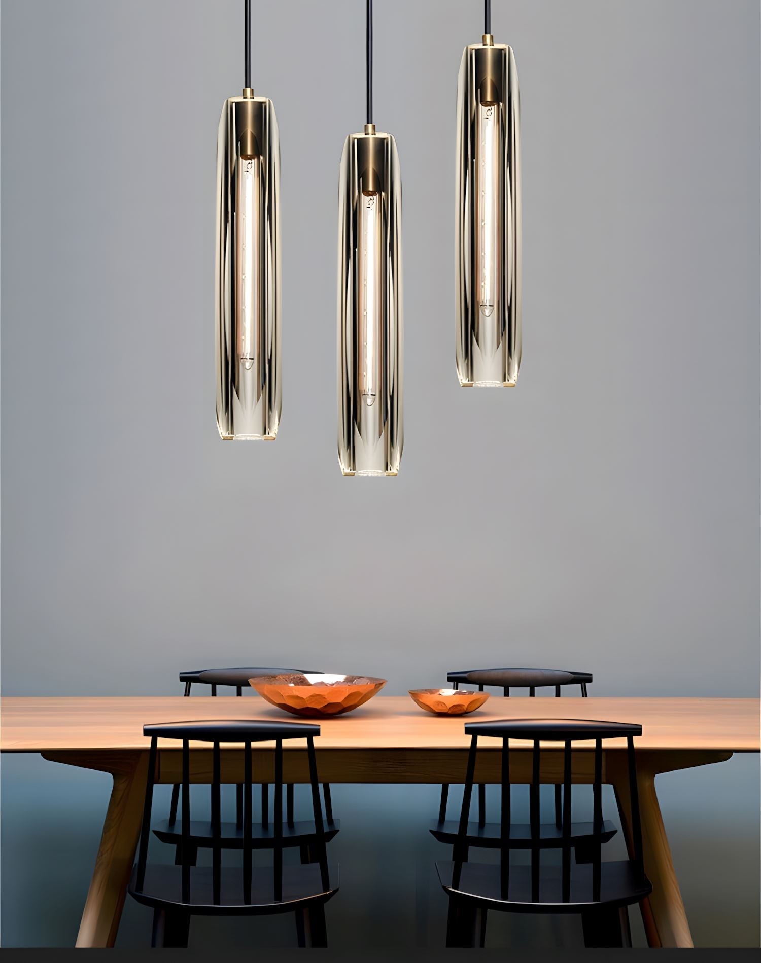Brass and K9 Crystal Tube Pendant Light - view 7