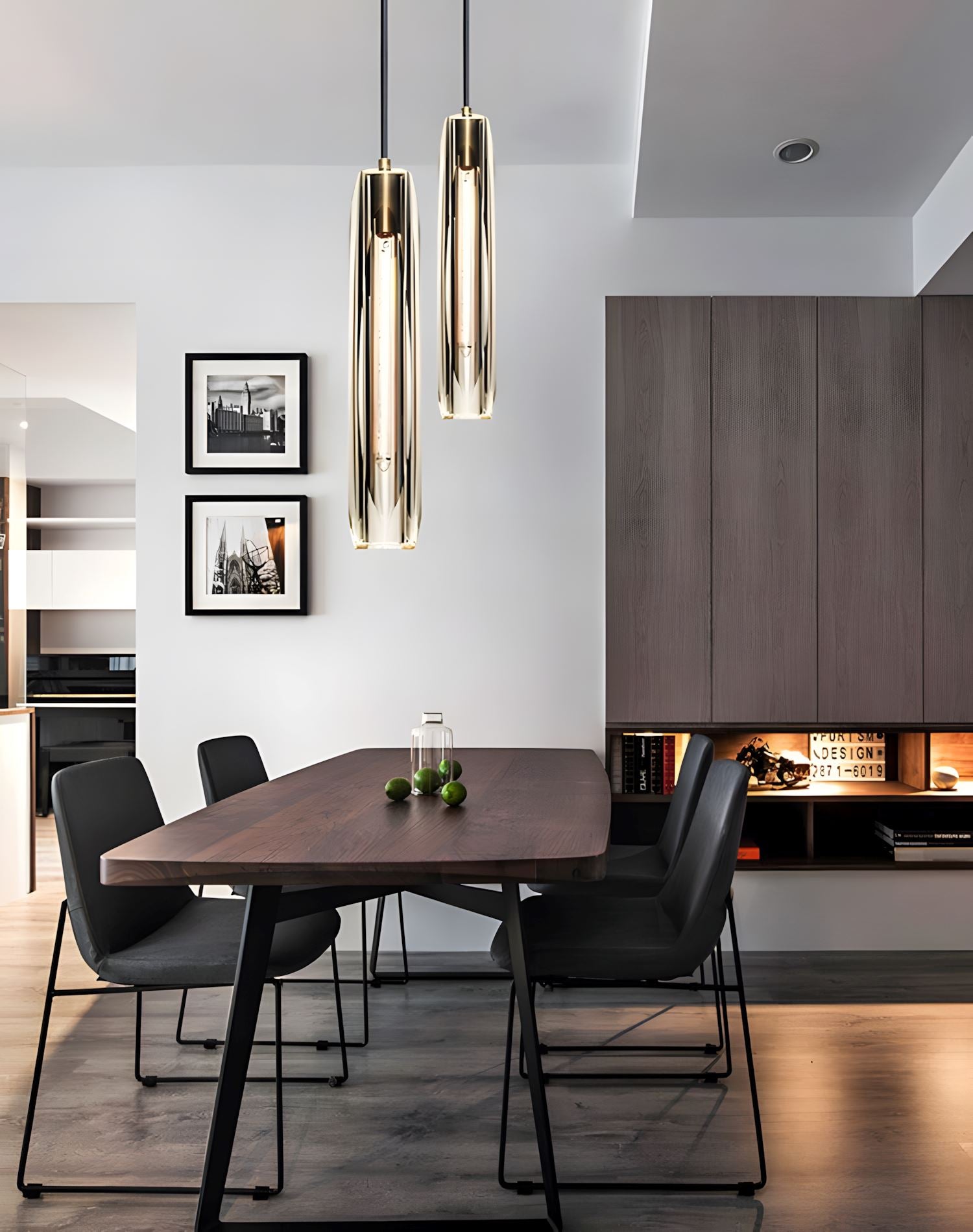 Brass and K9 Crystal Tube Pendant Light - view 9