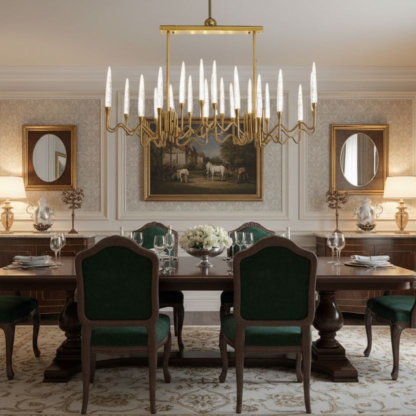 Brass Candelabra LED Chandelier - Round or Linear - view 2
