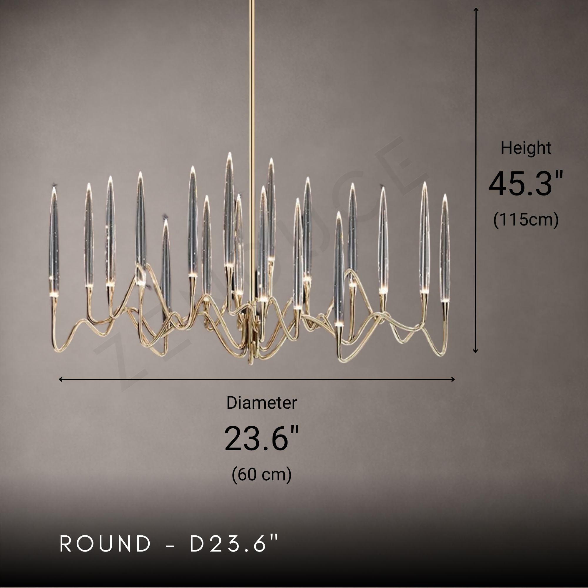 Brass Candelabra LED Chandelier - Round or Linear - Round - D23.6"