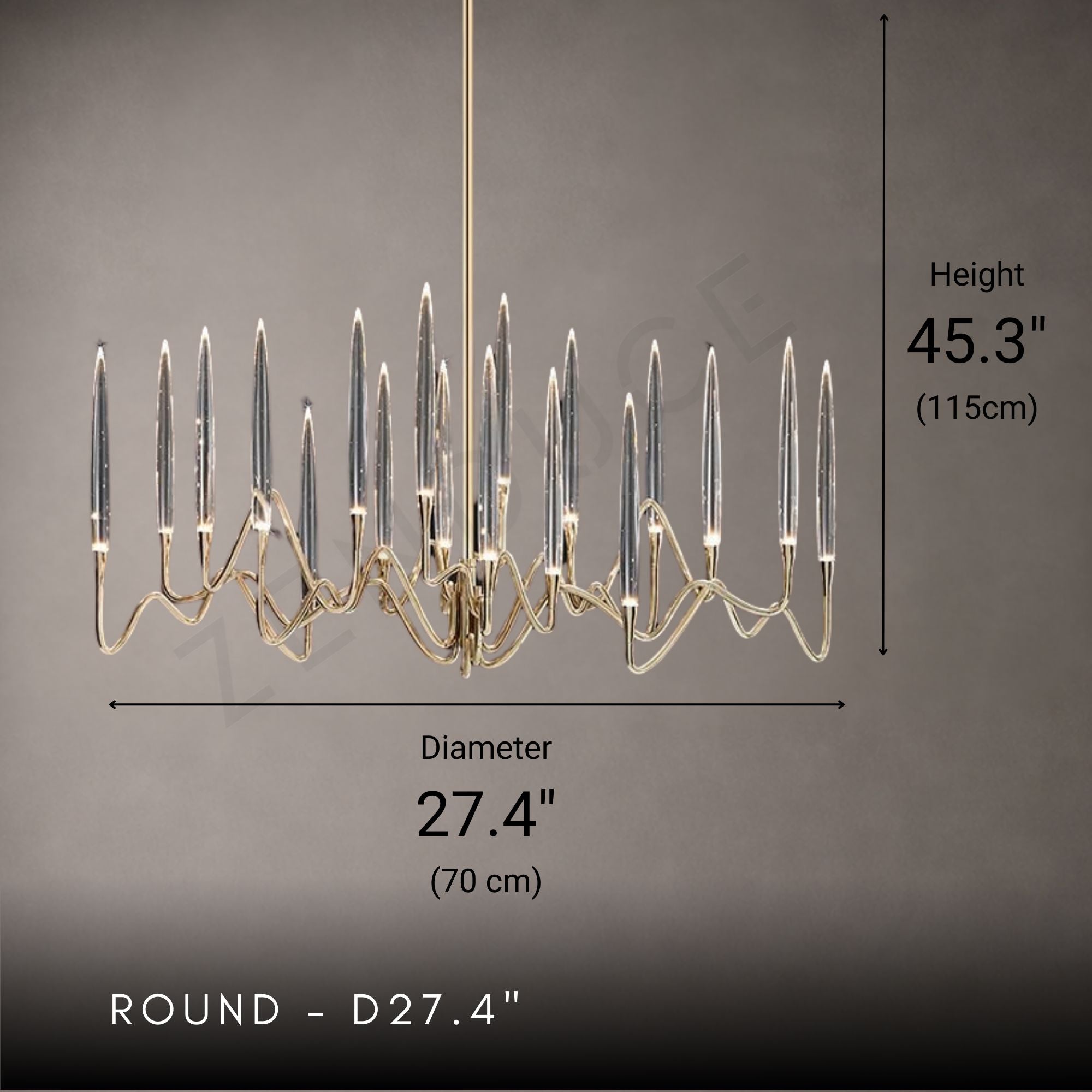 Brass Candelabra LED Chandelier - Round or Linear - Round - D27.4"