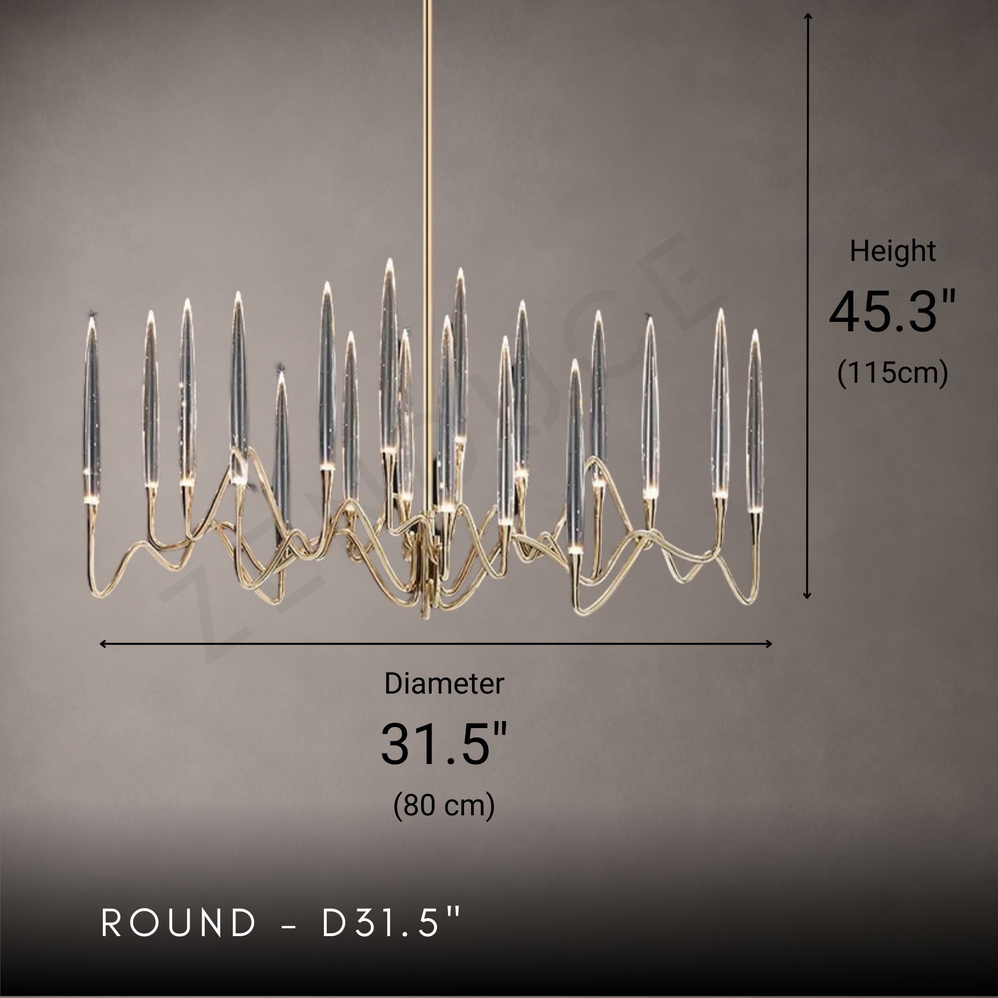 Brass Candelabra LED Chandelier - Round or Linear - Round - D31.5"
