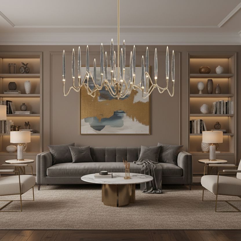 Brass Candelabra LED Chandelier - Round or Linear - view 3