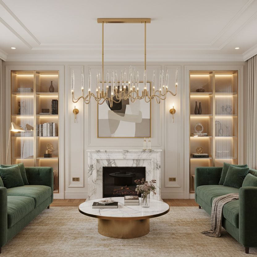 Brass Candelabra LED Chandelier - Round or Linear - view 5